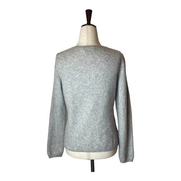 Charter Club Gray 100% 2 Ply Cashmere V- Neck Balloon Sleeve Sweater Size L - Picture 3 of 8